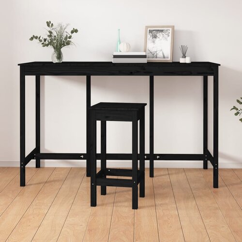 The Living Store Barska miza črna 180x80x110 cm trdna borovina - Barska Miza, (21437426) Slike