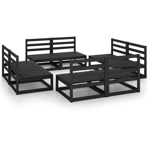 Maison Chic Seti vrtnega pohištva - Vrtna garnitura - Vrtni pohištvo set 8-delna črna trdna borovina, (21801260) Cene