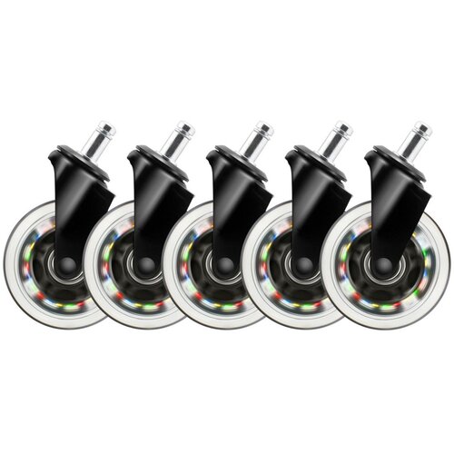 Deltaco Rainbow LED kolesa za igralne stole, Motion Powered Rainbow LED, 5 kosov Slike