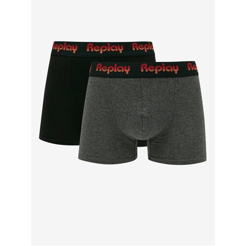 Replay Set of two men's boxers in black and dark grey - Men Slike