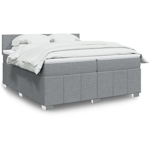 VidaXL Krevet s oprugama i madracem svjetlosivi 200 x 200cm od tkanine Slike