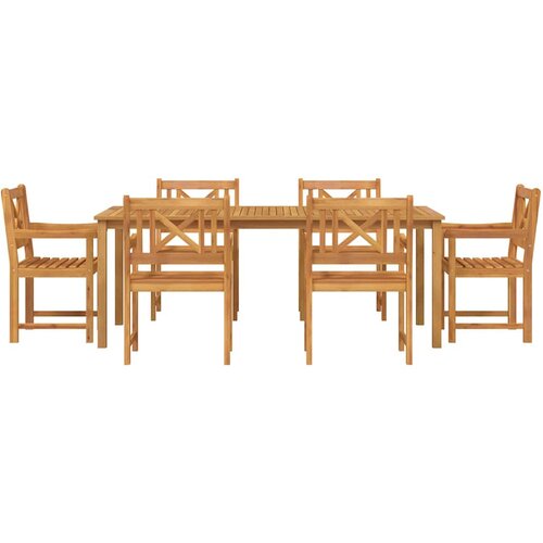  Vrtni set za objed 7 kom. 6-sjedala Smeđa Čvrsto drvo akacije 200 x 100 x 74 cm Slike