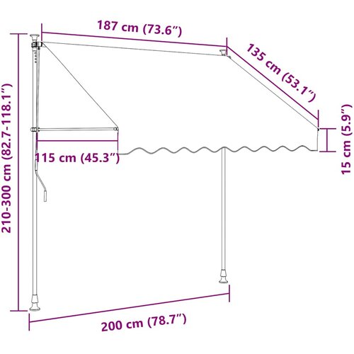 Tenda na ručno uvlačenje s LED svjetlom 200 cm narančasto-smeđa Slike