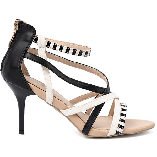Shelvt Black and white strappy sandals Slike