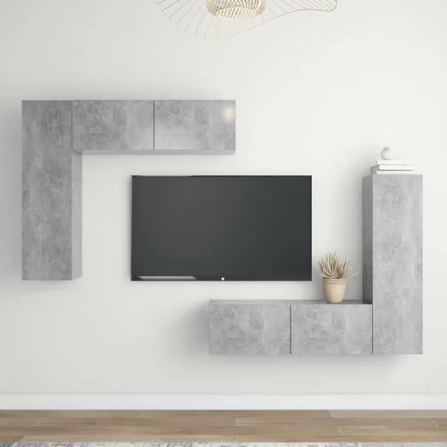  Komplet TV omaric 4-delni betonsko siva iverna plošča, (20914335)