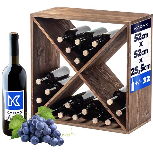 KADAX leseno stojalo za vino 32 steklenic, omarica za alkohol, polica za dnevno sobo 52 cm, (5000362697) Cene