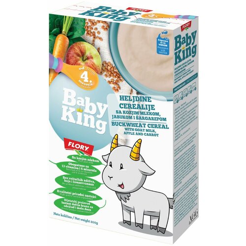 BABY KING heljdine cerealije sa kozjim mlekom,jabukom i šargarepom obogaćene vitaminima i mineralima Slike