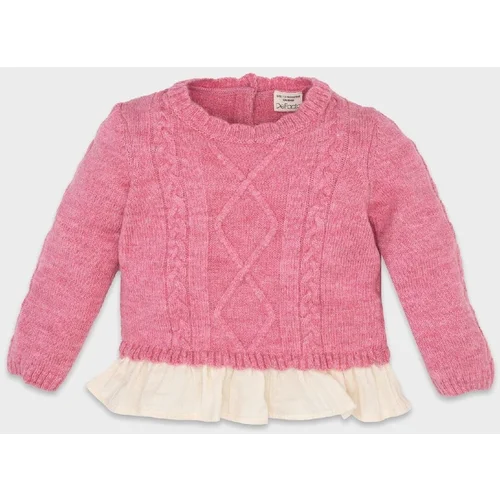 Defacto Baby Girl Pink Regular Fit Crew Neck Knitted Patterned Sweater