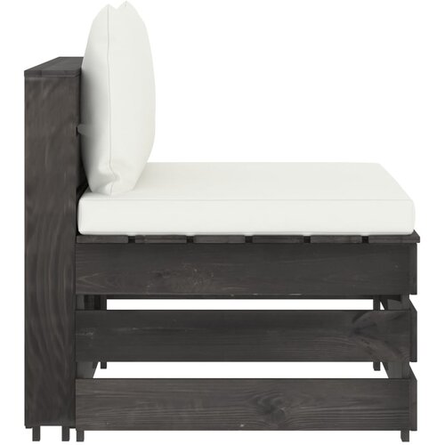  Modularna srednja sofa s jastucima od sivo impregniranog drva Slike