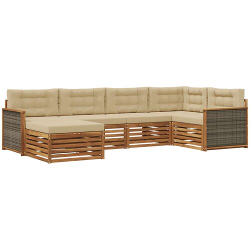  Set vanjskih sofa 6 kom. Prirodna i bež Smeđa Slike