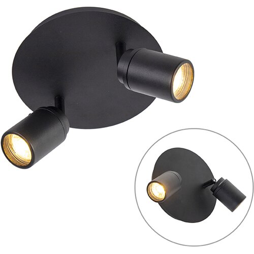 QAZQA Smart Modern spot black vključno z GU10 2-light IP44 - Ducha Slike