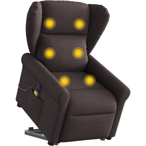 VidaXL Električni masažni naslonjač na podizanje od tkanine tamnosmeđi Slike