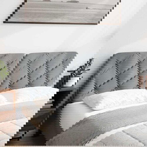 Maison Chic posteljno vzglavje - vzglavna omarica - vzglavna stranica svetlo siva 140 cm blago, (21704063) Cene