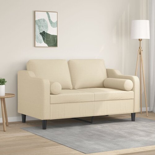 VidaXL Kavč dvosed z blazinami krem 120 cm blago Slike