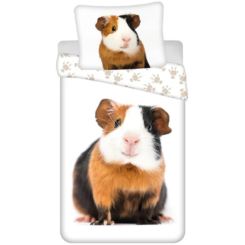 Jerry Fabrics Bela enojna bombažna otroška posteljnina 140x200 cm Guinea Pig –