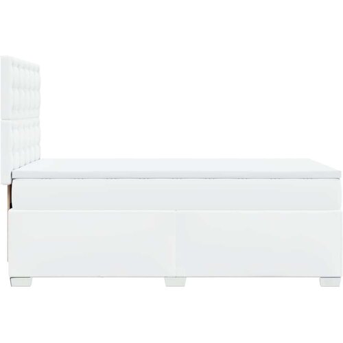VidaXL Krevet s oprugama i madracem bijeli 90 x 190 cm od umjetne kože Slike