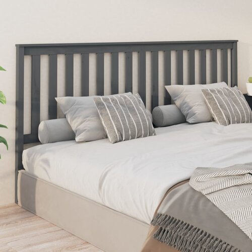 VidaXL Uzglavlje za krevet sivo 206 x 6 x 101 cm od masivne borovine Slike