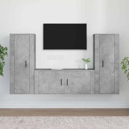 vidaXL Komplet TV omaric 3-delni betonsko siv inženirski les