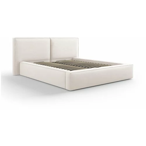 Cosmopolitan Design Bež oblazinjena zakonska postelja s prostorom za shranjevanje in letvenim dnom 160x200 cm Arendal –