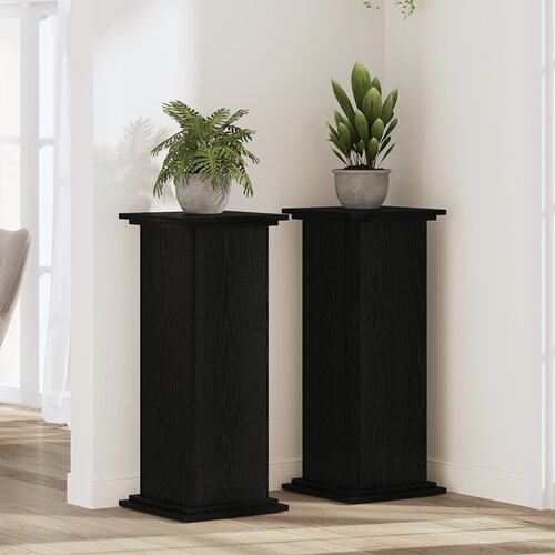 vidaXL Stojalo za rastline Črni hrast 33x33x80 cm Obdelan les Cene
