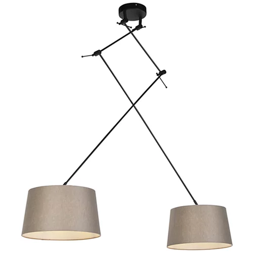 QAZQA Viseča svetilka s platnenimi senčili taupe 35 cm - Blitz II črna