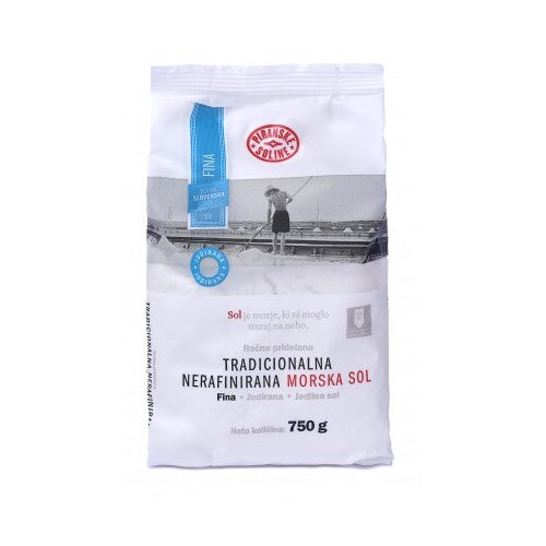 SOLINE Pridelava soli d.o.o. Tradicionalna fina jodirana nerafinirana morska sol 750 g Slike