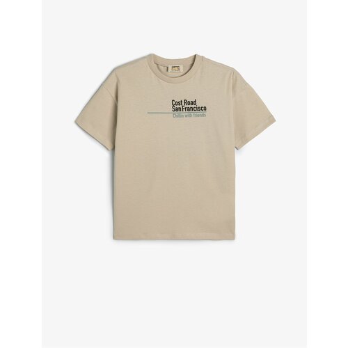 Koton Oversize T-Shirt Motto Printed Short Sleeve Crew Neck Cotton Slike