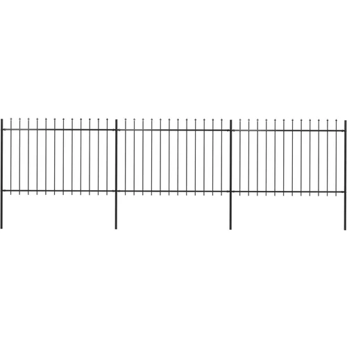 Vrtna ograda s ukrasnim kopljima čelična 5,1 x 1,2 m crna