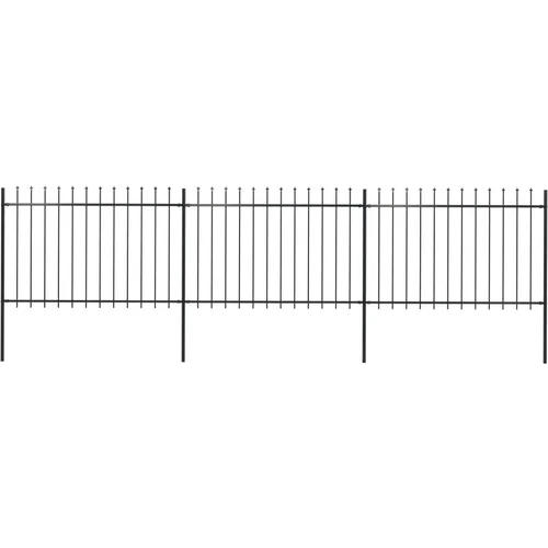  Vrtna ograda s ukrasnim kopljima čelična 5,1 x 1,2 m crna