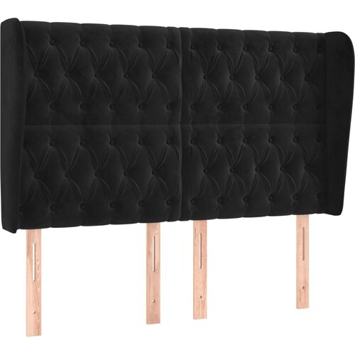Maison Chic posteljno vzglavje - vzglavna omarica - nočna omarica z u&amp;scaron;esi črno 147x23x118/128 cm žamet, (21710541) Slike