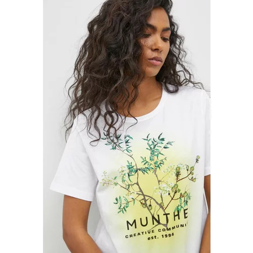 Munthe Bombažna kratka majica ženski, bela barva
