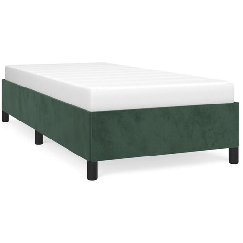 Maison Chic Posteljni okvir - Enojna postelja - Postelja za odrasle brez vzmetnice temno zelen 100x200 cm žamet-J7986, (21773786) Slike
