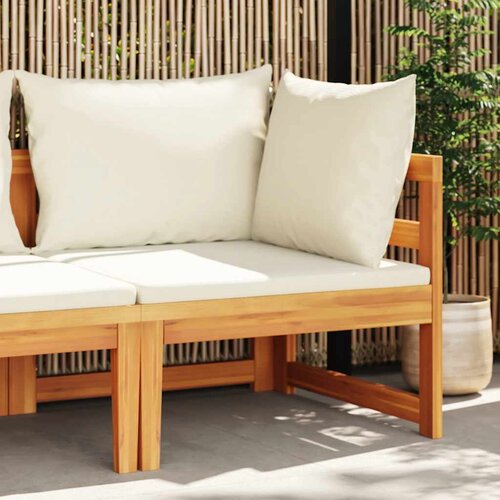  Kutna sofa s krem bijelim jastucima masivno bagremovo drvo Cene