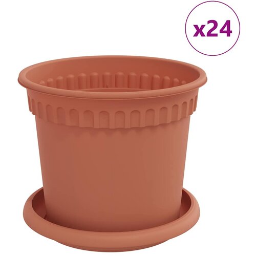 vidaXL Saksije za biljke 24 pcs Crvena cigla Ø 15 x 12 cm Plastika - Crvena cigla Ø 15 x 12 cm 24 Cene
