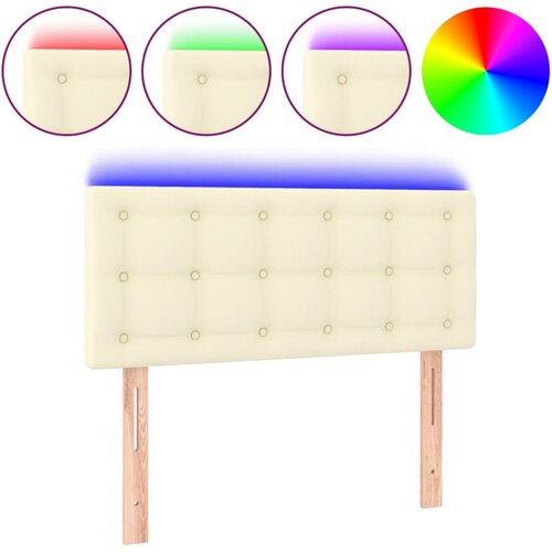 Maison Chic led posteljno vzglavje - vzglavna omarica - nočna omarica krem 100x5x78/88 cm umetno usnje, (21712985) Cene