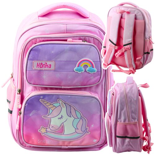 Lean_Toys &amp;Scaron;olski nahrbtnik Unicorn s prsnim pasom, roza 20L Slike