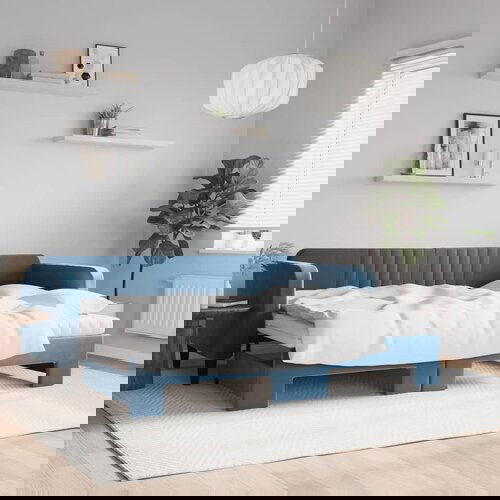 vidaXL Izvlečna dnevna postelja z vzmetnico modra 80x200 cm žamet Cene