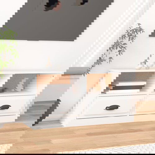 The Living Store TV omarica bela 93x35,5x45 cm inženirski les - TV Omarica, (21375229) Slike