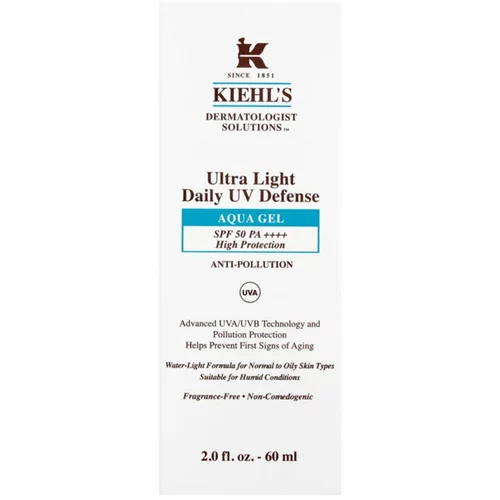 Kiehls Dermatologist Solutions Ultra Light Daily UV Defense Aqua Gel SPF 50 PA++++ ultra lahki zaščitni fluid za vse tipe kože, vključno z občutljivo