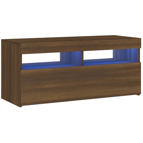 Maison Chic TV omarica - TV stojalo - Televizijska omarica z LED lučkami rjavi hrast 90x35x40 cm, (21702165) Cene