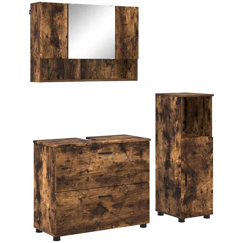  Set namje&amp;scaron;taja za kupaonicu 3 kom. Dimljeni hrast Smeđa 76,5 x 35 x 64 cm Slike