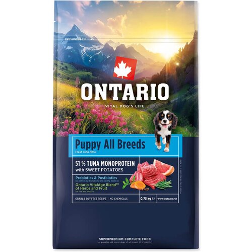 Ontario Puppy All Breeds Monoprotein - tuna in sladki krompir 750 g Cene