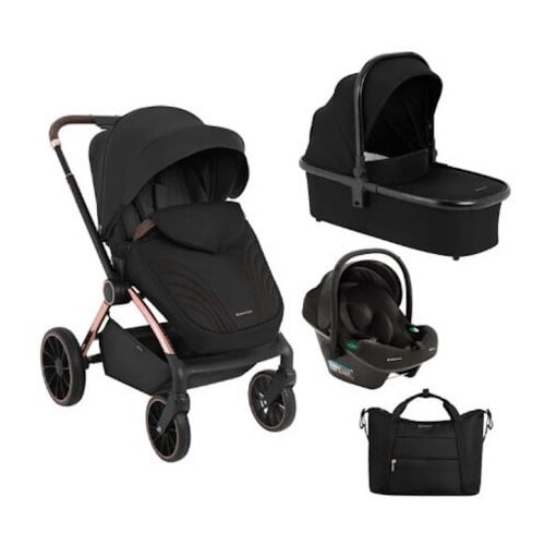 Kikka Boo kolica KARA black premium set 3in1 sa tvrdom korpom i autosedi&amp;scaron;tem I-TRAIL I-SIZE black Slike