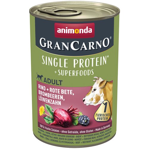 animonda GranCarno Adult Superfoods 6 x 400 g - Govedina + rdeča pesa, robide, regrat Cijene