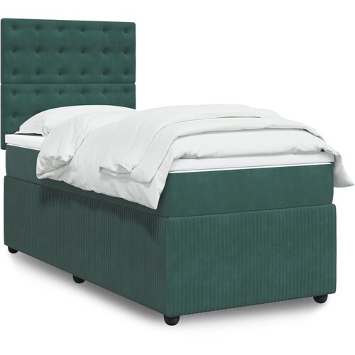 vidaXL Box spring postelja z vzmetnico temno zelena 80x200 cm žamet Cene