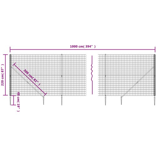  Ograda od žičane mreže sa &amp;scaron;iljastim držačima zelena 2,2 x 10 m Slike