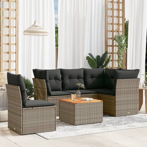 vidaXL 6-dijelni set vrtnih sofa od poliratana s jastucima sivi Cijene