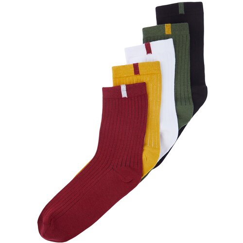 Trendyol Multi-Colored Men's 5-Pack Cotton Textured Color Block Pieced College-Tennis-Medium Size Socks Cene