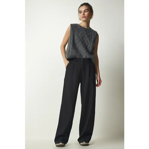Happiness İstanbul Women's Black Pleated Woven Trousers