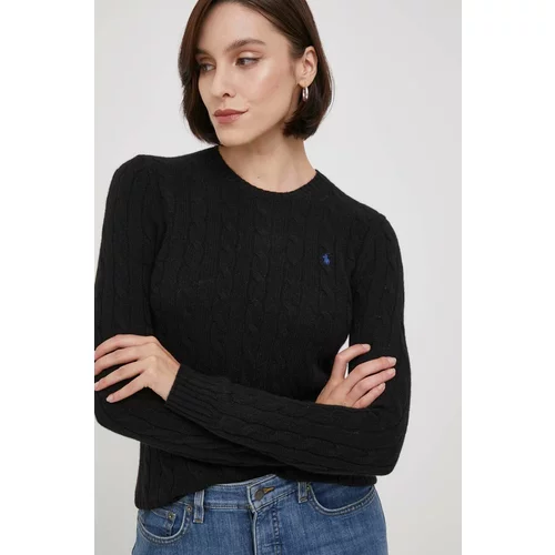 Polo Ralph Lauren Vuneni pulover za žene, boja: crna, lagani